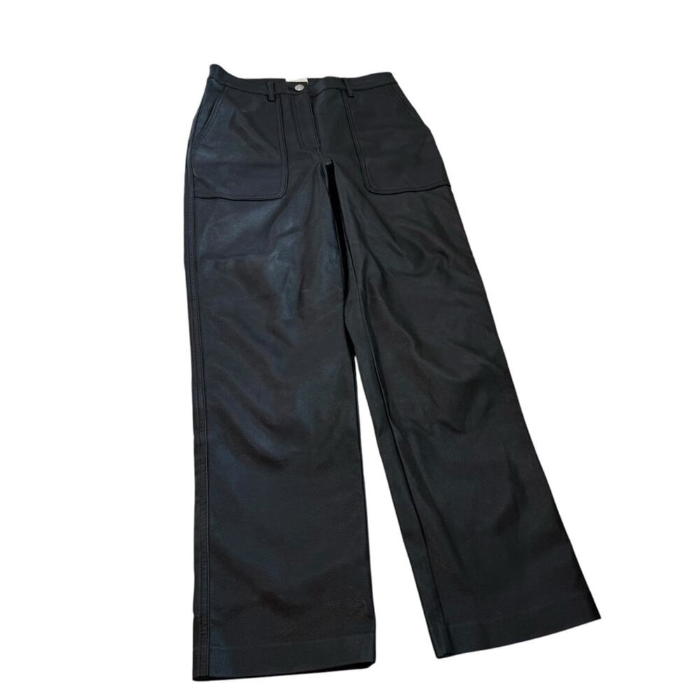 Wilfred Free Black Faux Leather Wide Pants Size 4